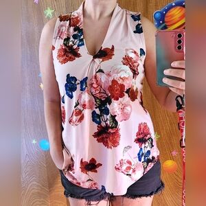 Worthington Floral Pink Sleeveless Top